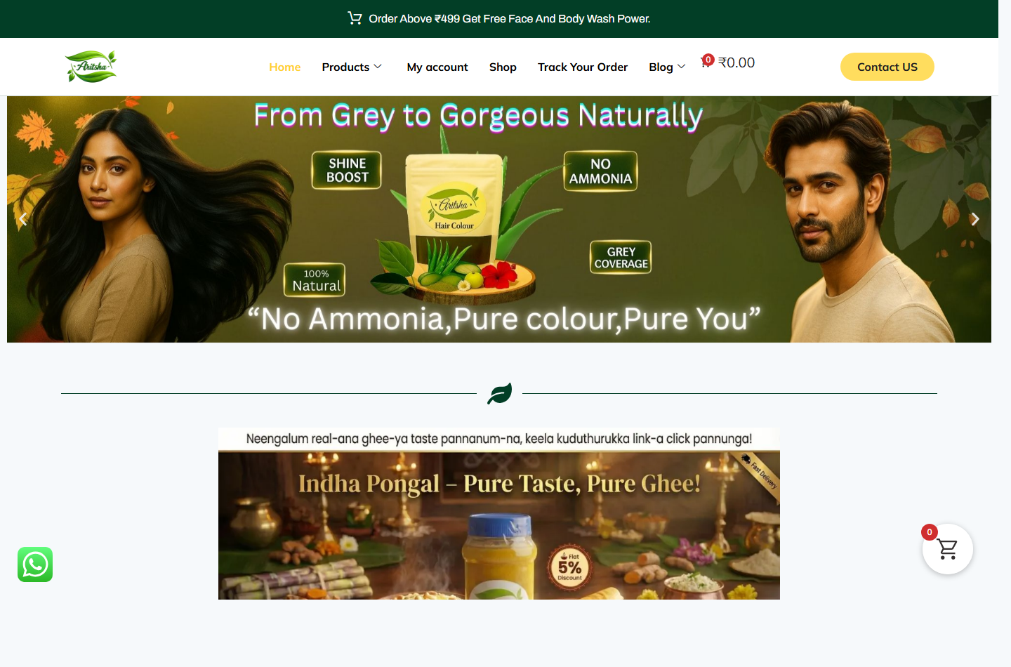 Aritsha website preview