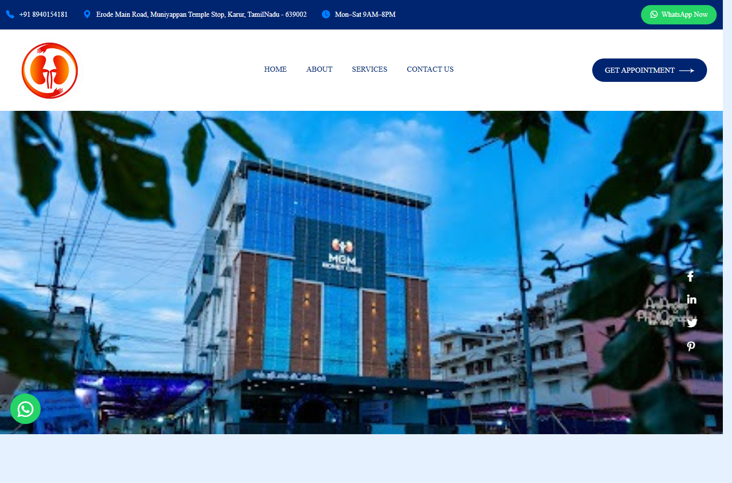 MGM Kidney Care website preview