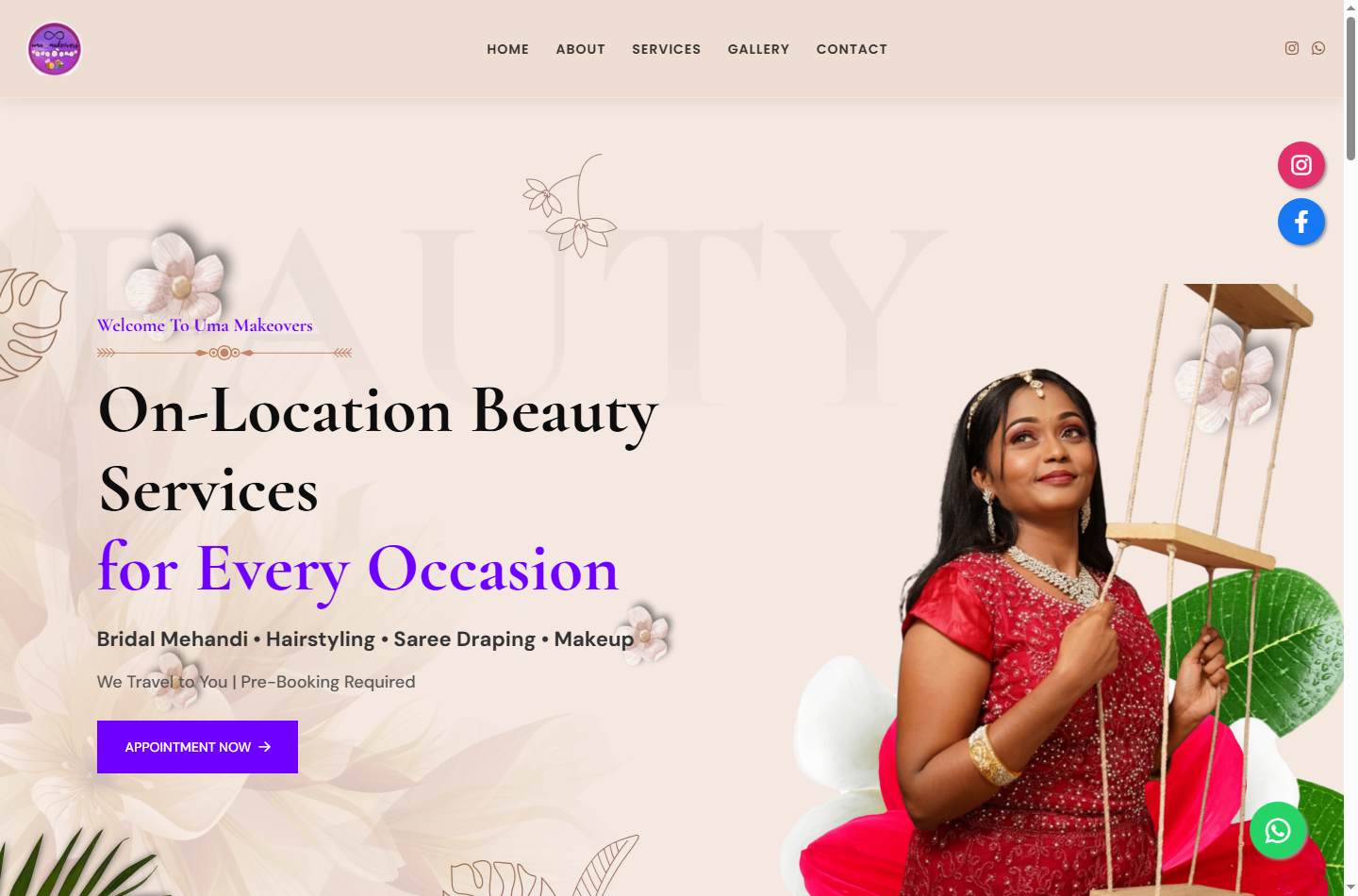 Uma Makeovers website preview